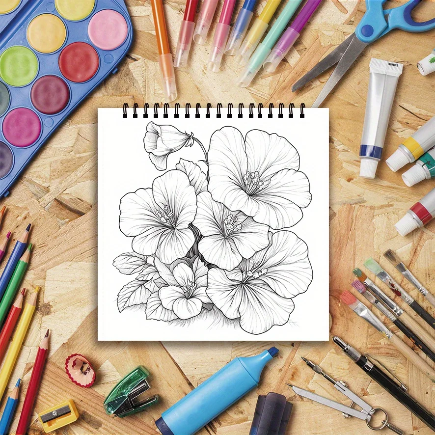 大人の花の塗り絵 - 8.27インチ x 8.27インチ、22ページ。 花柄、ストレス解消、花好きへのギフト。