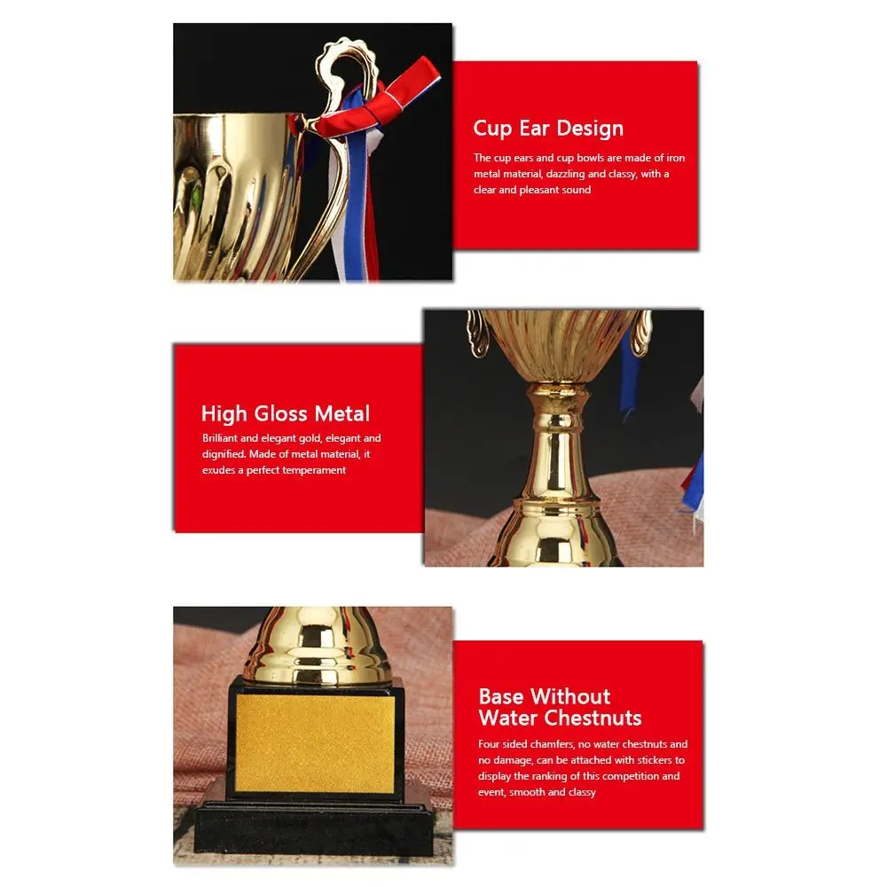 24.5/26.5/29/33.5/37.5cm Gold Metal Trophy High End Atmosphere Metal Material Sports Trophies No Lid Large Size Champion Trophy