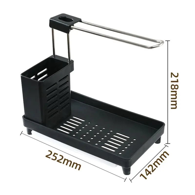 

(CNIM) Kitchen Sink Organizer Bathroom Organizer with Drip Tray Towel Holder for Sponge, Brushes Kitchen and Bathroom