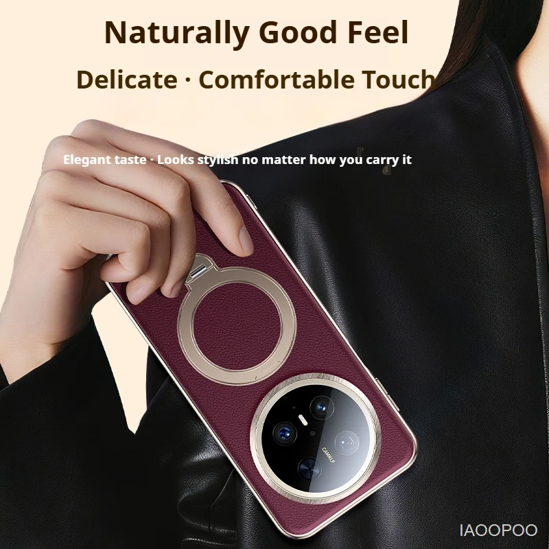 Magnetic Wireless Charging Case 360-degree Rotating Bracket Electroplated TPU Leather Case For Huawei Mate 70 60 Pro Plus