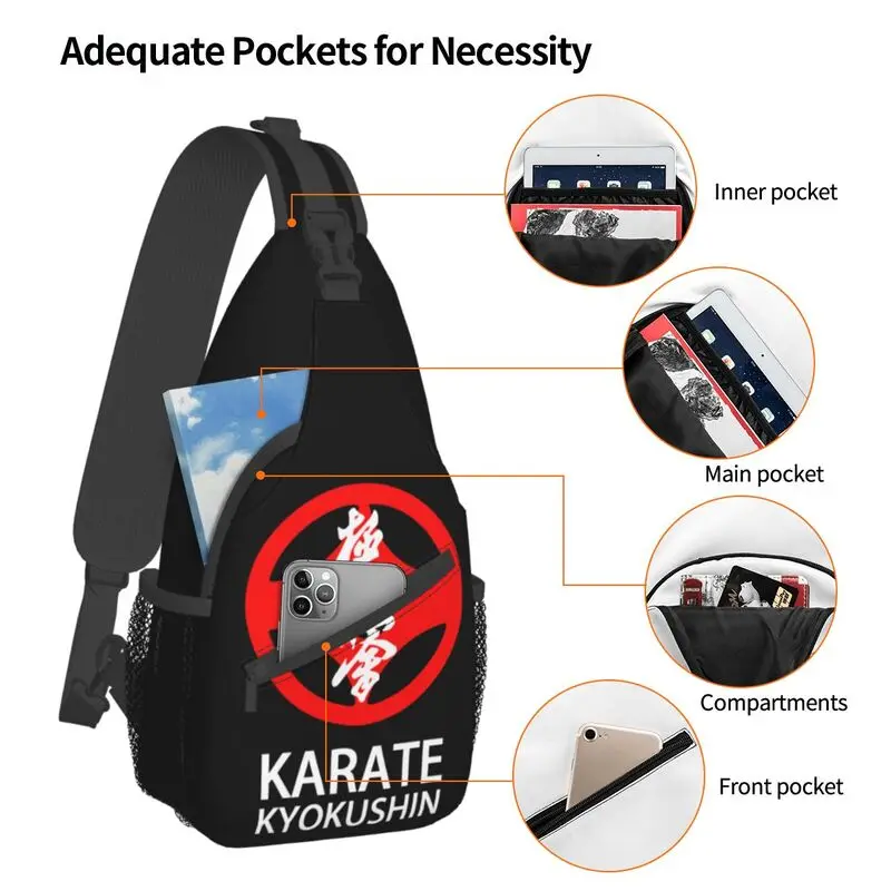 Mochila cruzada de Karate Kyokushin para hombre, bolso de pecho de hombro personalizado para artes marciales, viaje, senderismo, Daypack