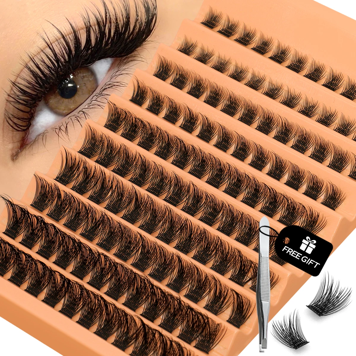 GROINNEYA Lash Clusters 120pcs Cluster Lashes 8-16mm Individual Lashes DIY Eyelash Extension Natural Look Fluffy Cluster Lashes