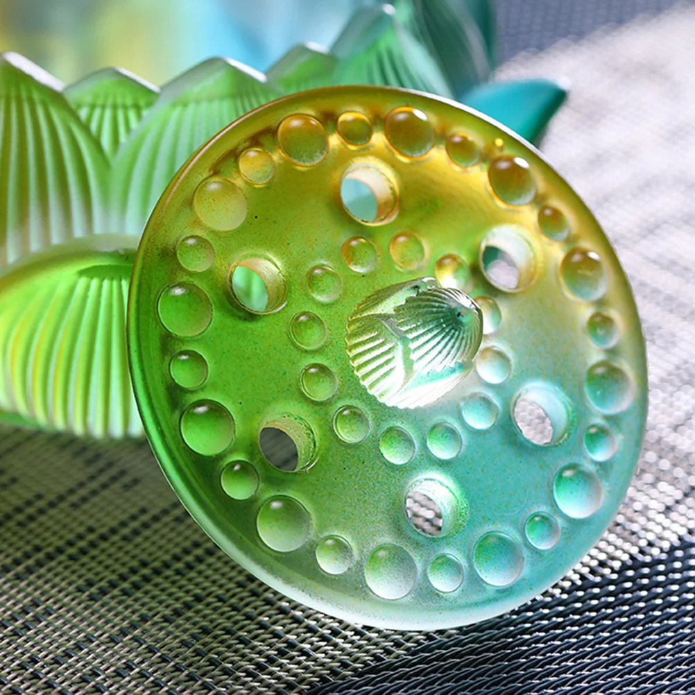 

Vintage Style Glass Incense Burner Lotus Pattern Incense Holder for Buddha Hall Home Decor Anxiety Stress Relief