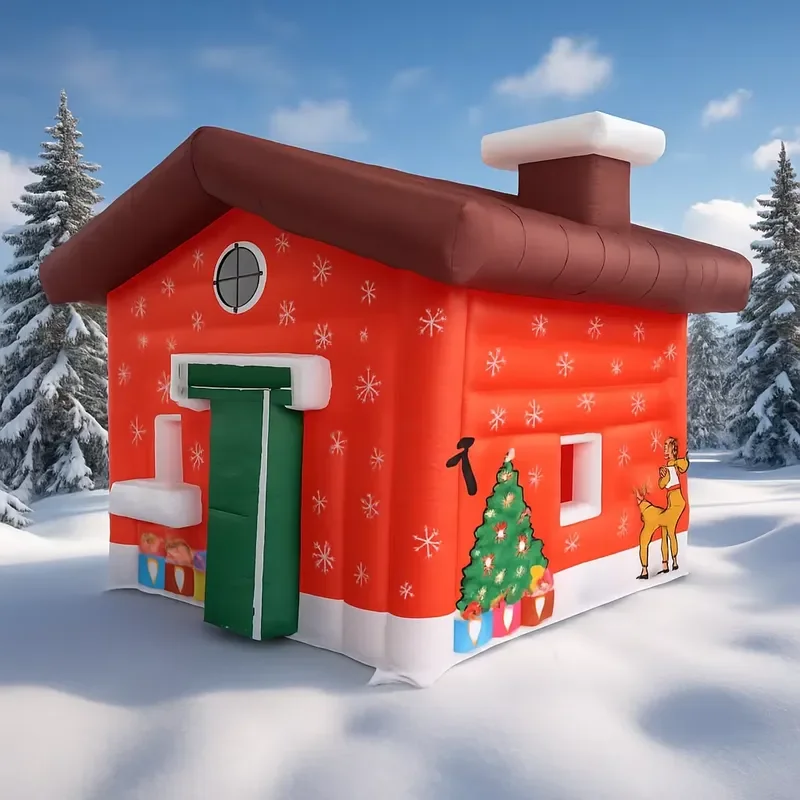 2026 Inflatable Christmas Houses Santa Claus Christmas Advertising Inflatable Grotto Tent Booth for Event Decoration