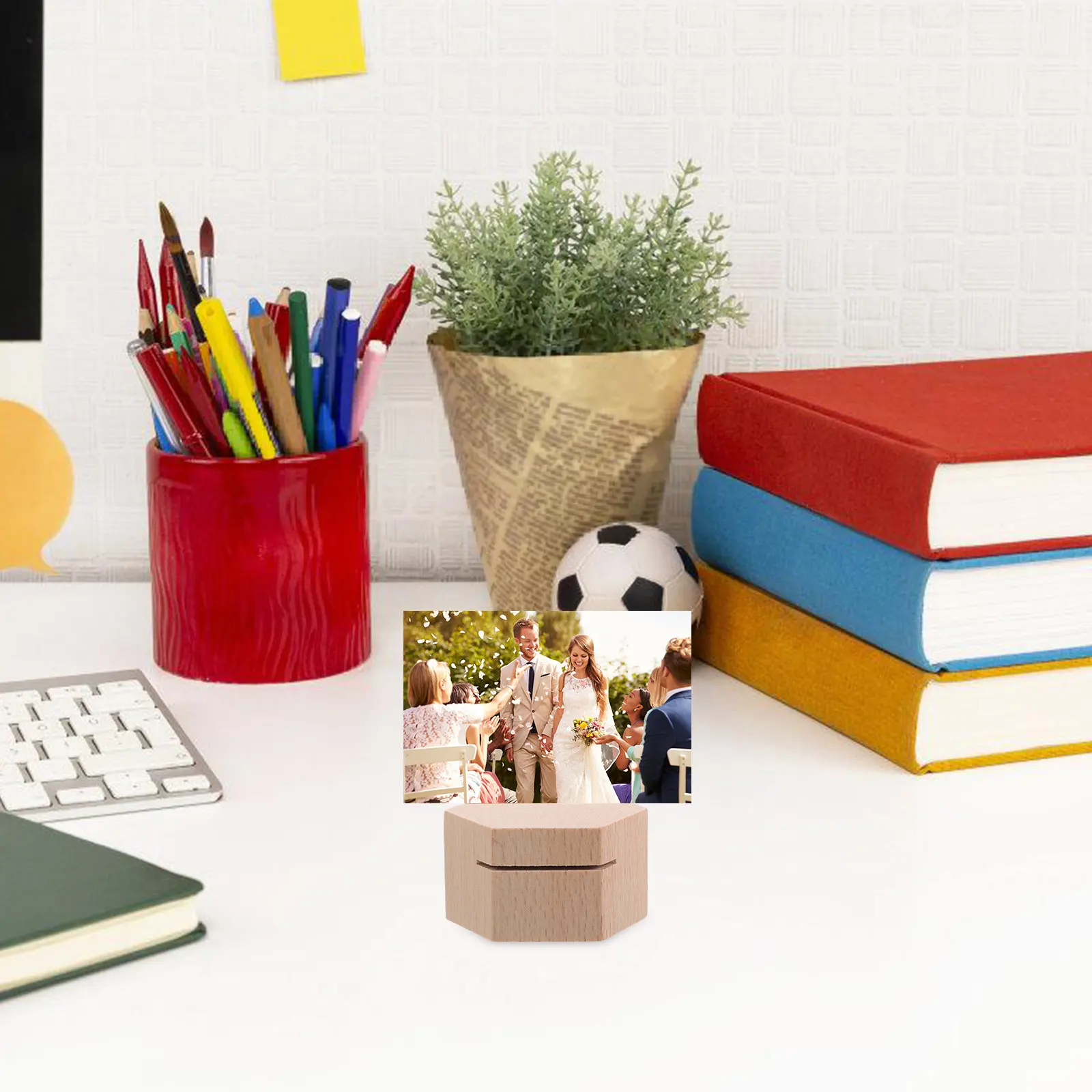 5Pcs Solid Wood Card Holder Minimalist Design Sturdy Tabletop Organizer for Name Cards Photos Documents Wedding Seat Card Holder