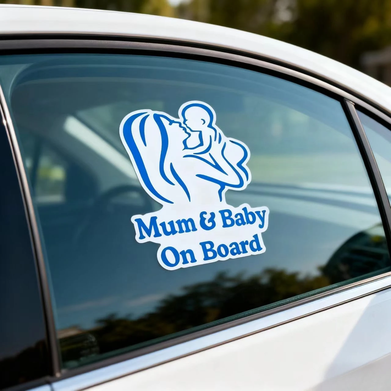 Waterproof Vinyl Mum Baby On Board Car Sticker Warm Mother Baby Pattern Safety Warning Decal For Car Rear Window Decor - view 2