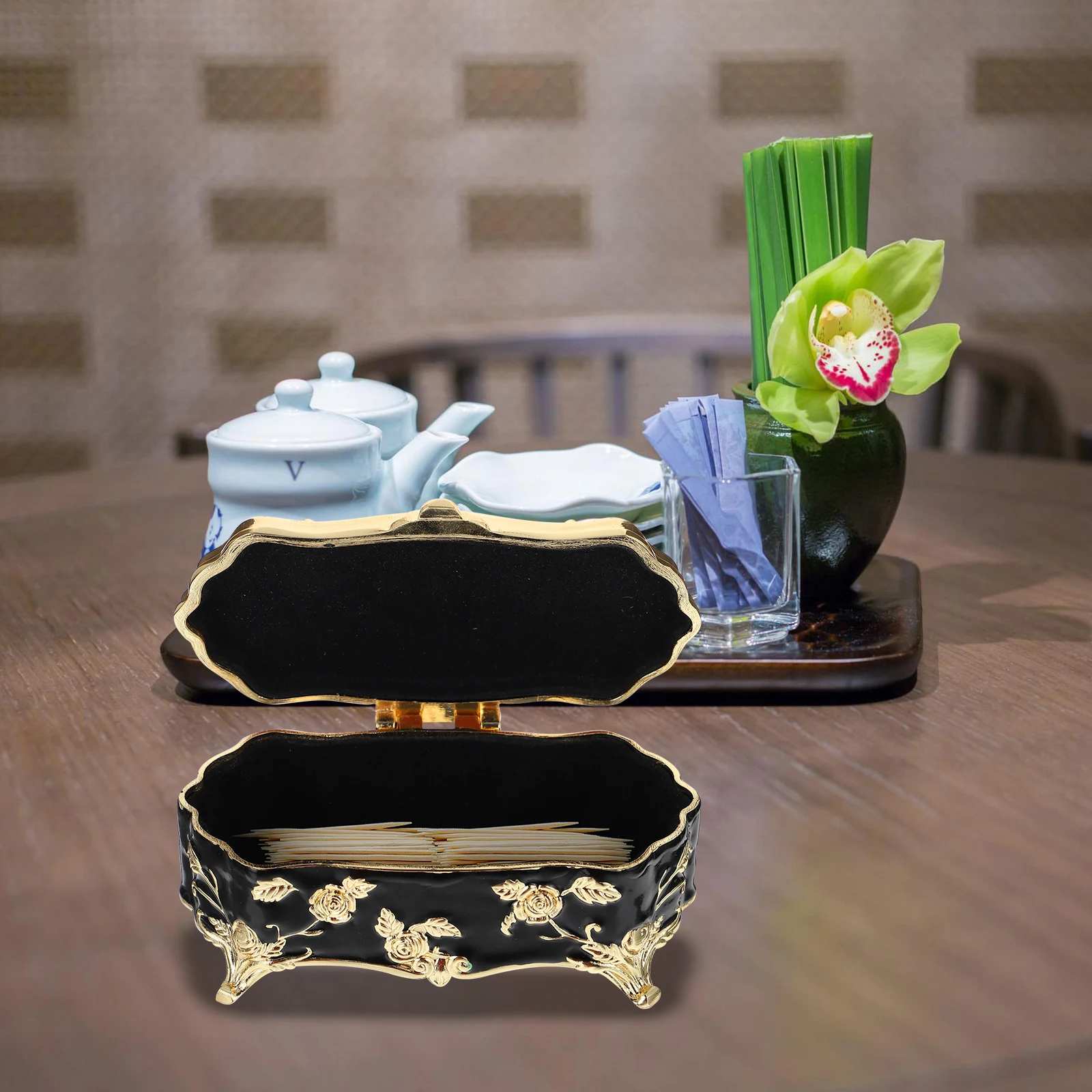 

1pc Household Toothpick Holder Storage Box Organizer For Cotton Swabs Hairpins Dental Floss Large Capacity Dust Proof Home Use