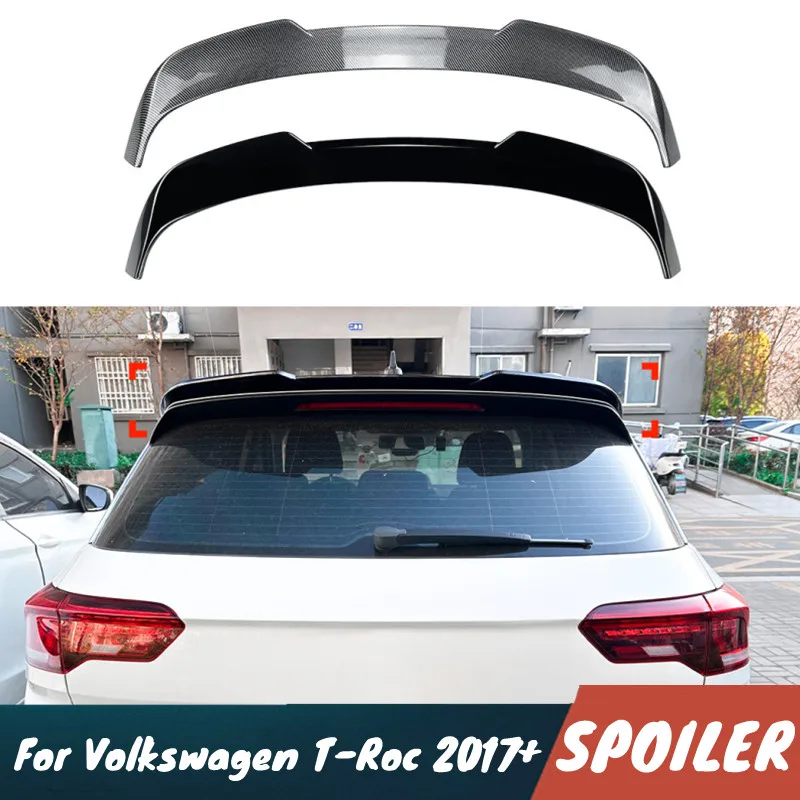 For Volkswagen T-Roc 2017+ Car Rear Trunk Lid Roof Spoiler Wings ABS Plastic Black Carbon Body Kit Exterior Tuning Accessories