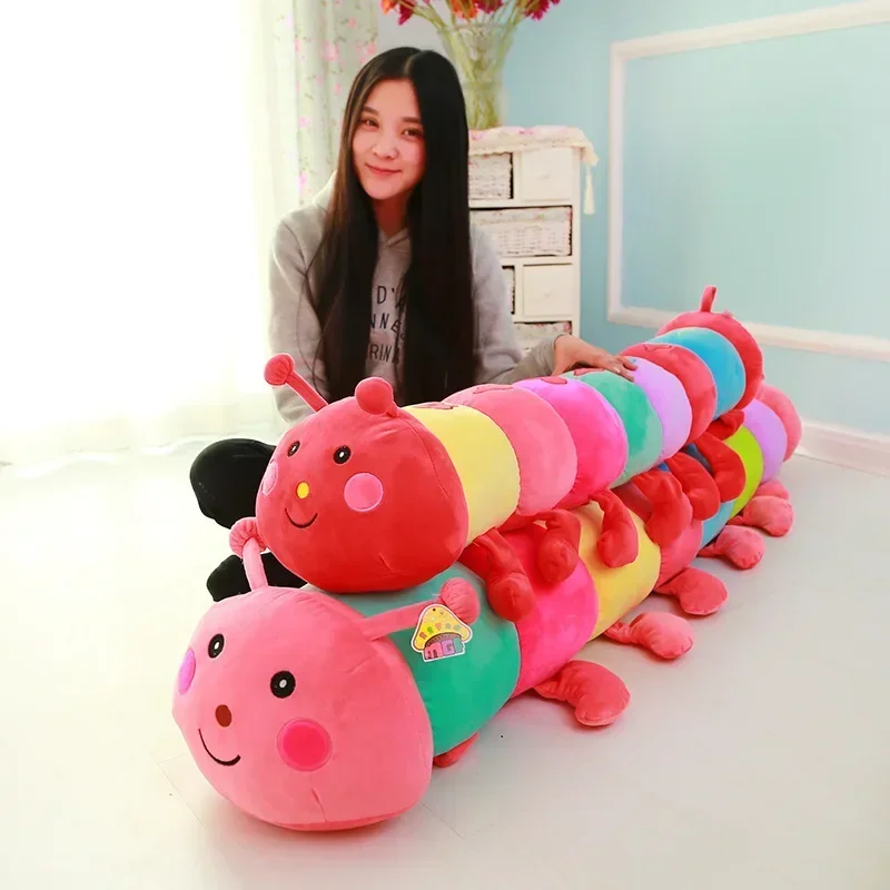 50~190cm Colorful catoon caterpillar plush toy doll soft comfy insect pillow cotton worm bug model sofa car cushion kids gift