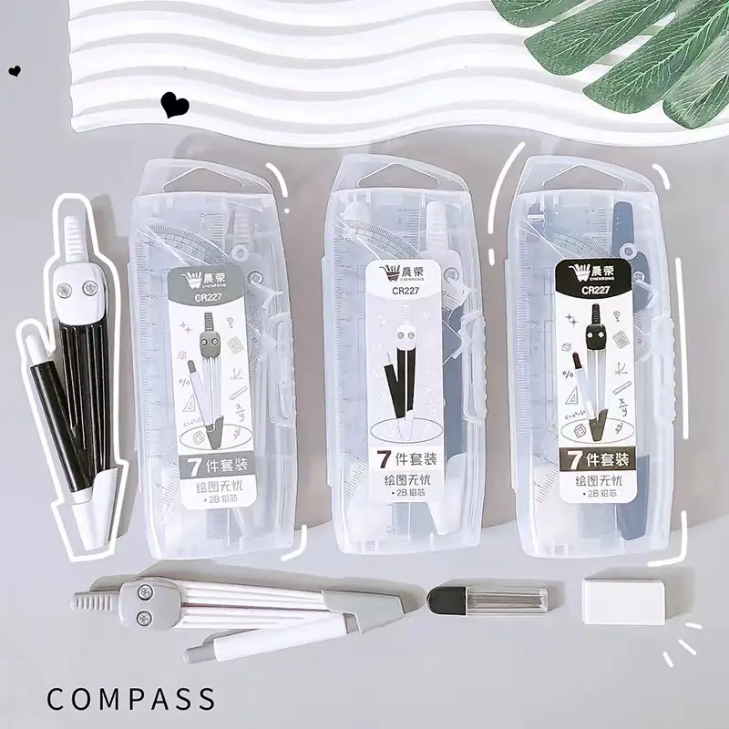 back to school compass professional compas school caliper set ruler Protractor school drawing tool Compasses useful accessories