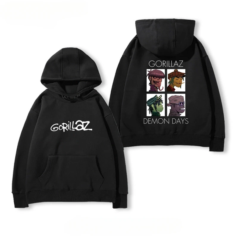 Hot Gorillaz Band-related Cartoon Hooded Sweatshirt for Men and Women, Thick-fiber Winter and Autumn Oversized Clothing