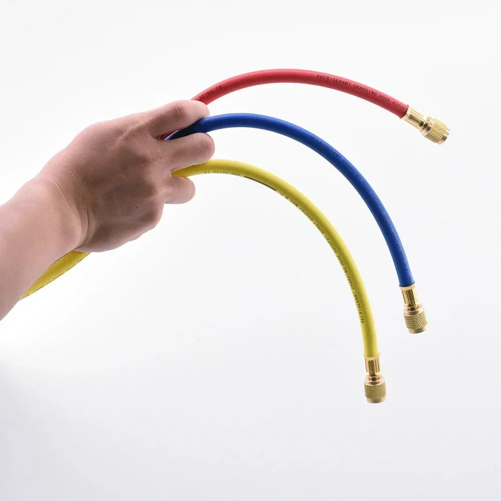 0.9M-3M A/C Charging Hose Tube Kit Hose Low Loss Fittings for R134A R12 R22 Refrigerant Air Conditioning Manifold Gauge 1/4\