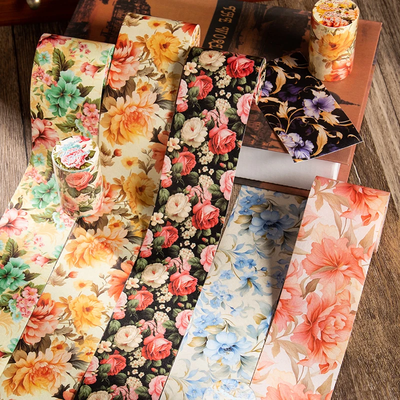 60mm*2m All the way flower series Vintage Plant Adhesive tapes Creative DIY Decorative Paper Journal Scrapbooking Masking Tape