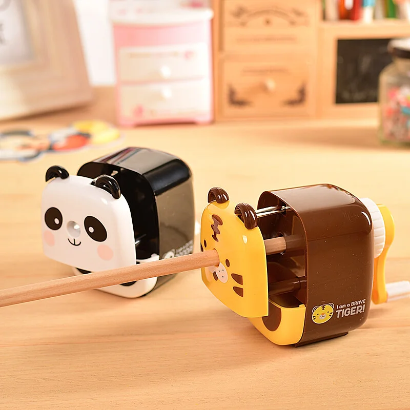 Kawaii Panda Tiger Pencil Sharpener Manual Hand Crank Pencil Cutter Sharpener Kids Gift Korean Stationery School Office Supplies