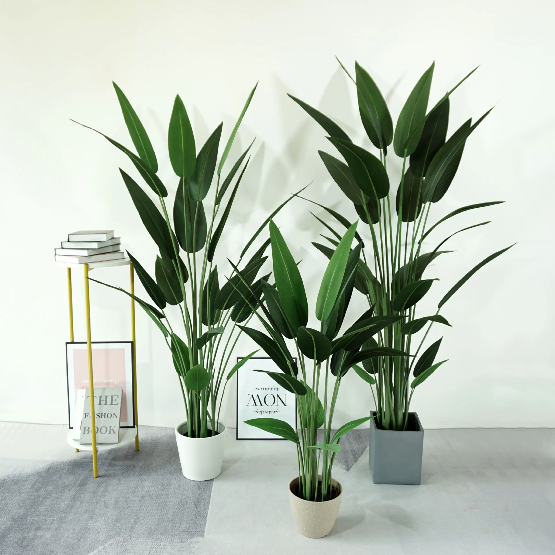 

Artificial canna, bird of paradise with flower potted Nordic fake flowers, fake green plants, floor decoration, bonsai living