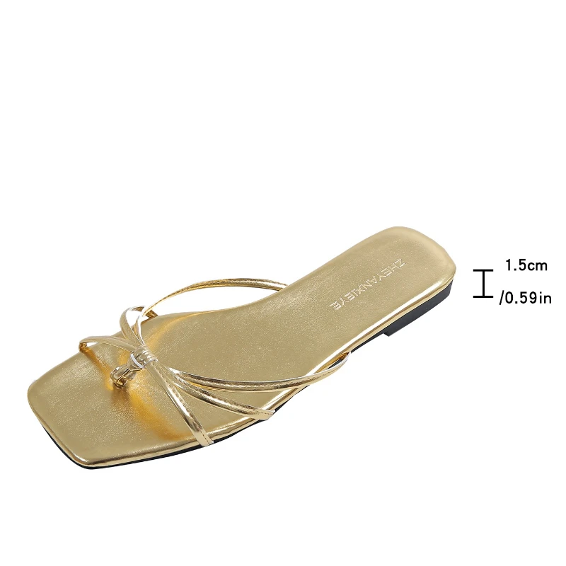 Nuevas sandalias Huarache de cabeza cuadrada a la moda de verano para mujer, sandalias romanas, sandalias planas entre los dedos, chanclas con Clip, zapatillas