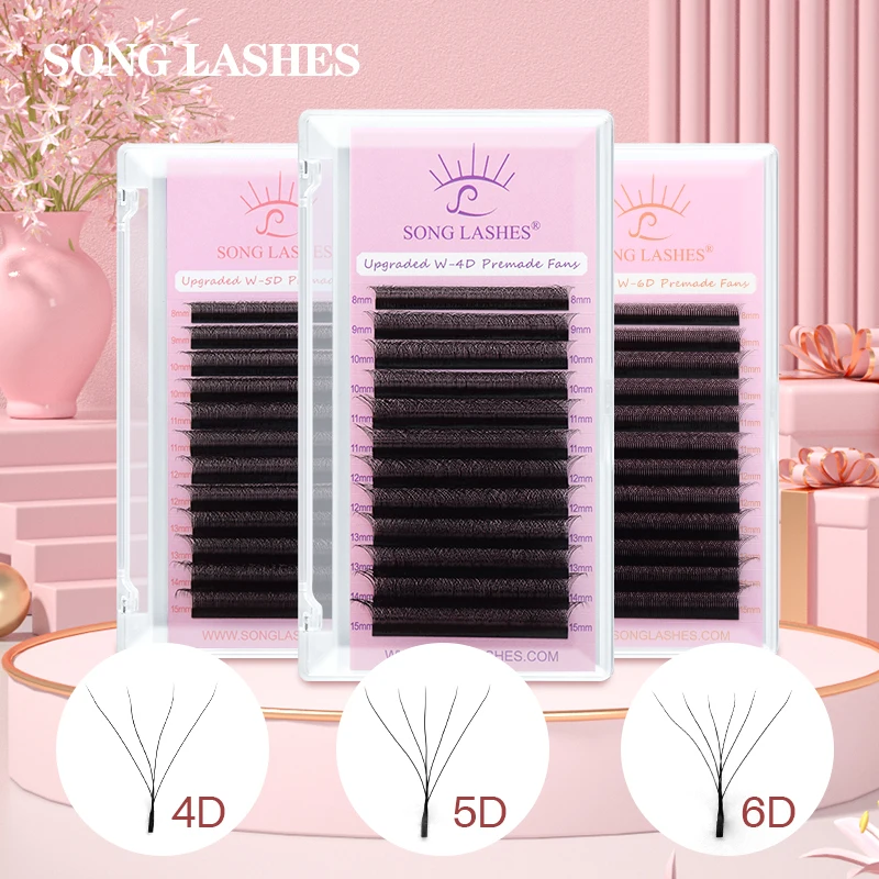 

Songlashes 4D/5D/6D W Shape lashes Premade Fan Lash Extensions 0.07 C/D Curl Natural Soft High Quality Idividual Lashes