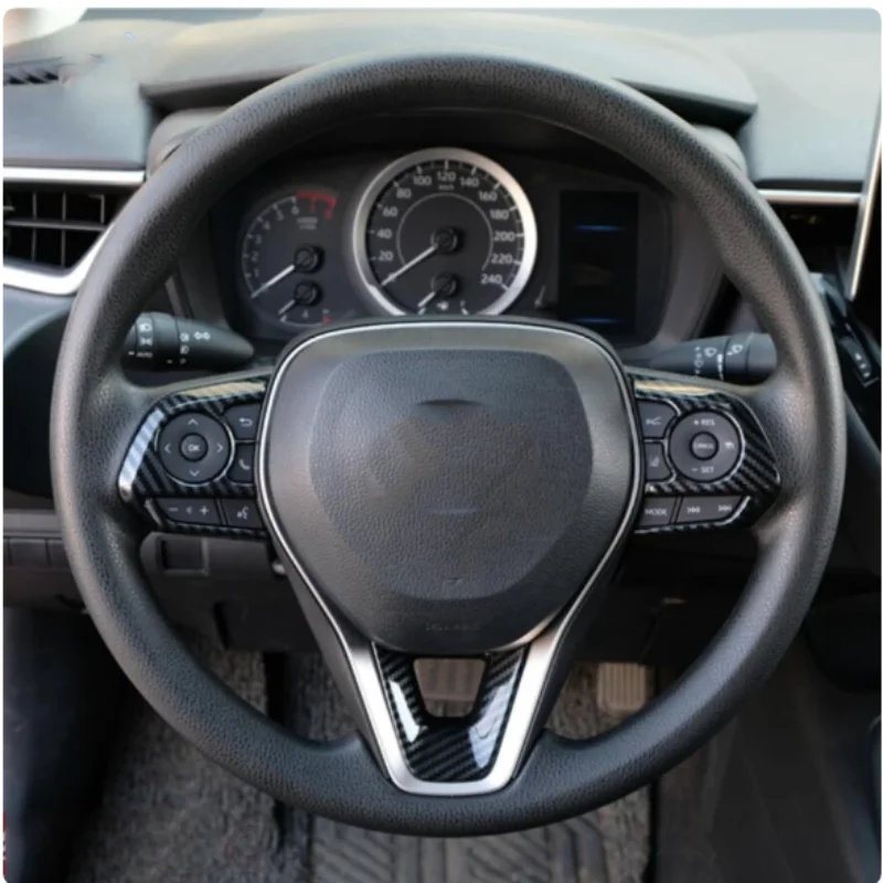 

For Toyota RAV4 2019-2023 Body Sticker Cover Steering Wheel Interior Kit Switch Trim Lamp Frame Hoods Part 3PCs