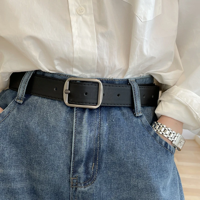 Cinturón sencillo y sofisticado para mujer, versión coreana, nuevo cinturón versátil para jeans, cinturón decorativo, cinturón para estudiantes masculinos