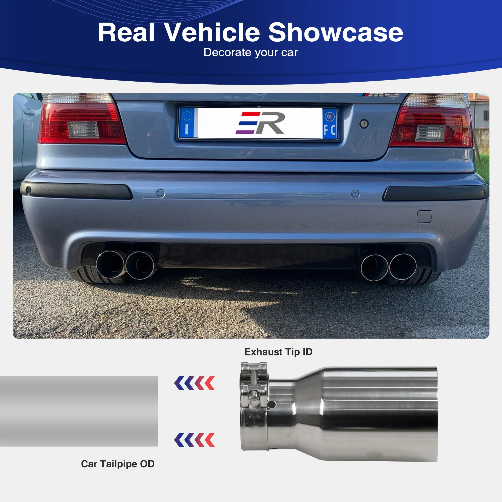 Exhaust Racing Stainless Steel Universal Exhaust System End pipe Car Muffler tailpipe Single Straight car Exhaust Tips