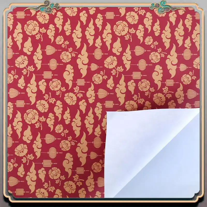 مجموعة أوراق تغليف A46M مكونة من 12 قطعة، مهرجان الربيع السنة الصينية الجديدة DIY هدية ورق تغليف أحمر، 70 سم × 50 سم