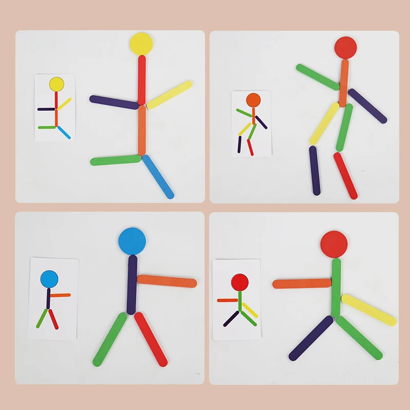Kinder Montessori Feinmotorik Training Holz DIY Form Passenden Puzzle Pädagogisches Spielzeug Für Kinder Regenbogen Stick Denken Spiel – Detail 4
