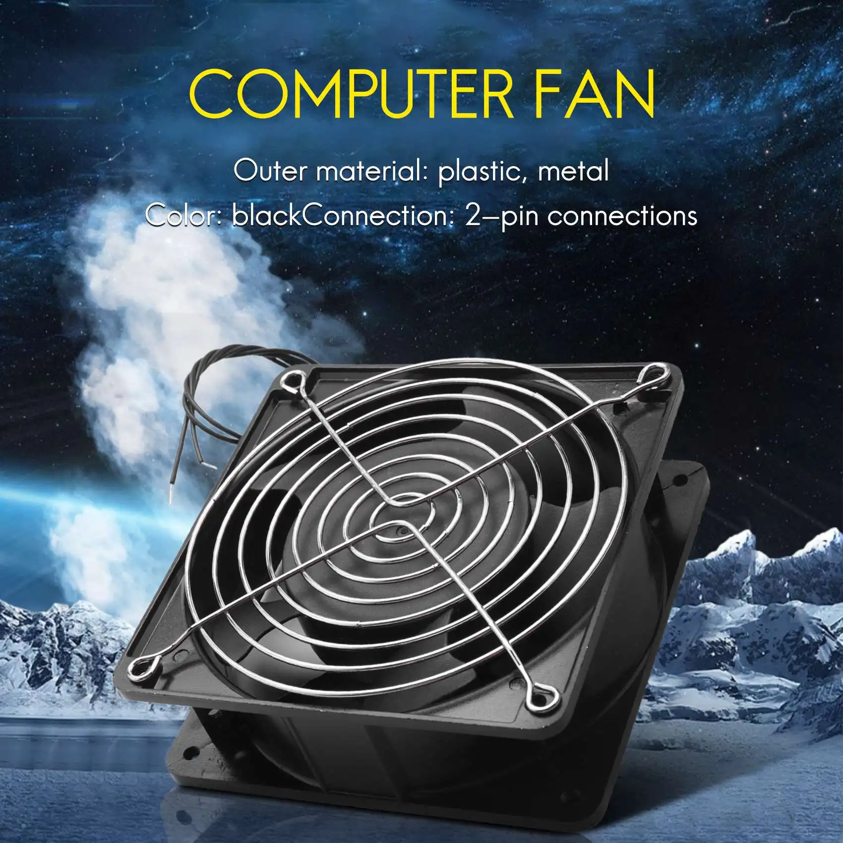 AC 220-240V 0.14A 120mmx120mm Metal Computer CPU Fan Black