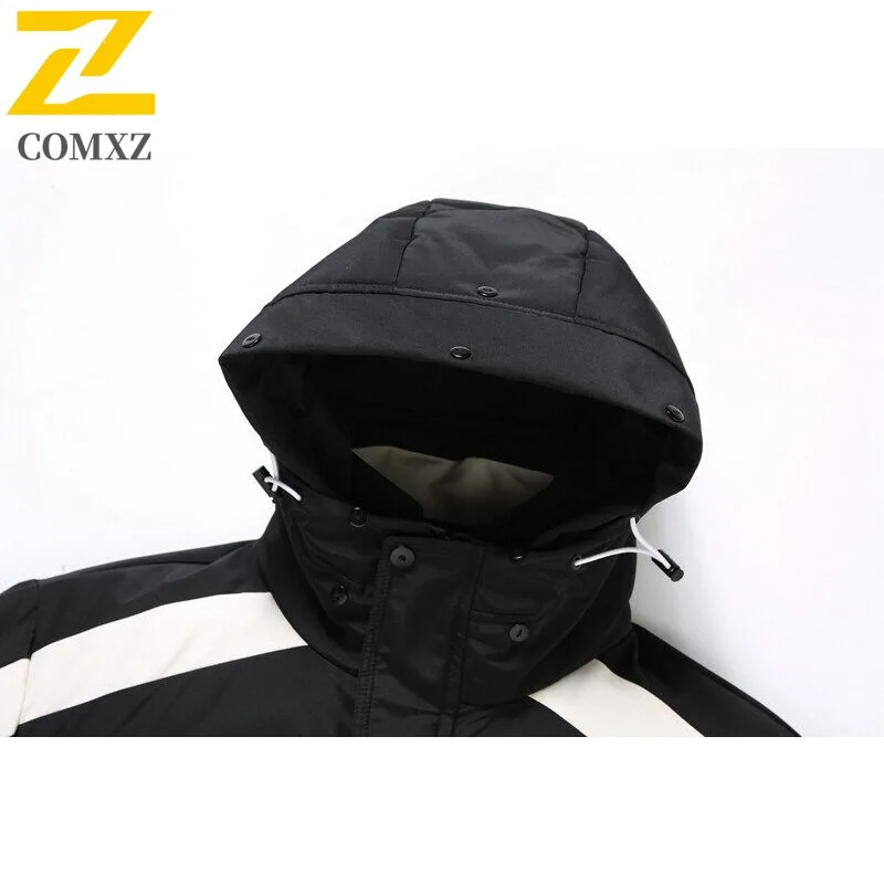 COMXZ 2025 Men Padded Jacket Stylish Hooded Walk Cold-Resistant Feature Ski Trip Parker Coat Street Premium Design Puffer Jacket