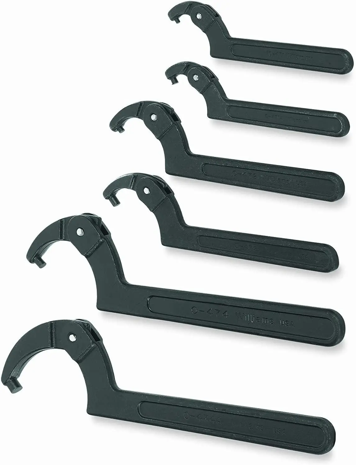 JHWWS-476 6-Piece Adjustable Pin Spanner Wrench Set, Ideal for Adjusting Collars, Lock Nut Rings, and Bearings