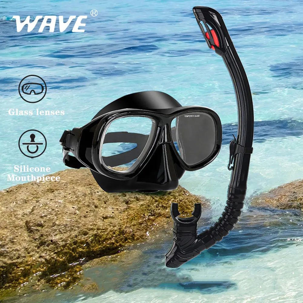 

Professional Wave Floating Diving Set, Waterproof Definition Diving Mask, Moisture Breathing Tube Frame Swimming Glasses, New