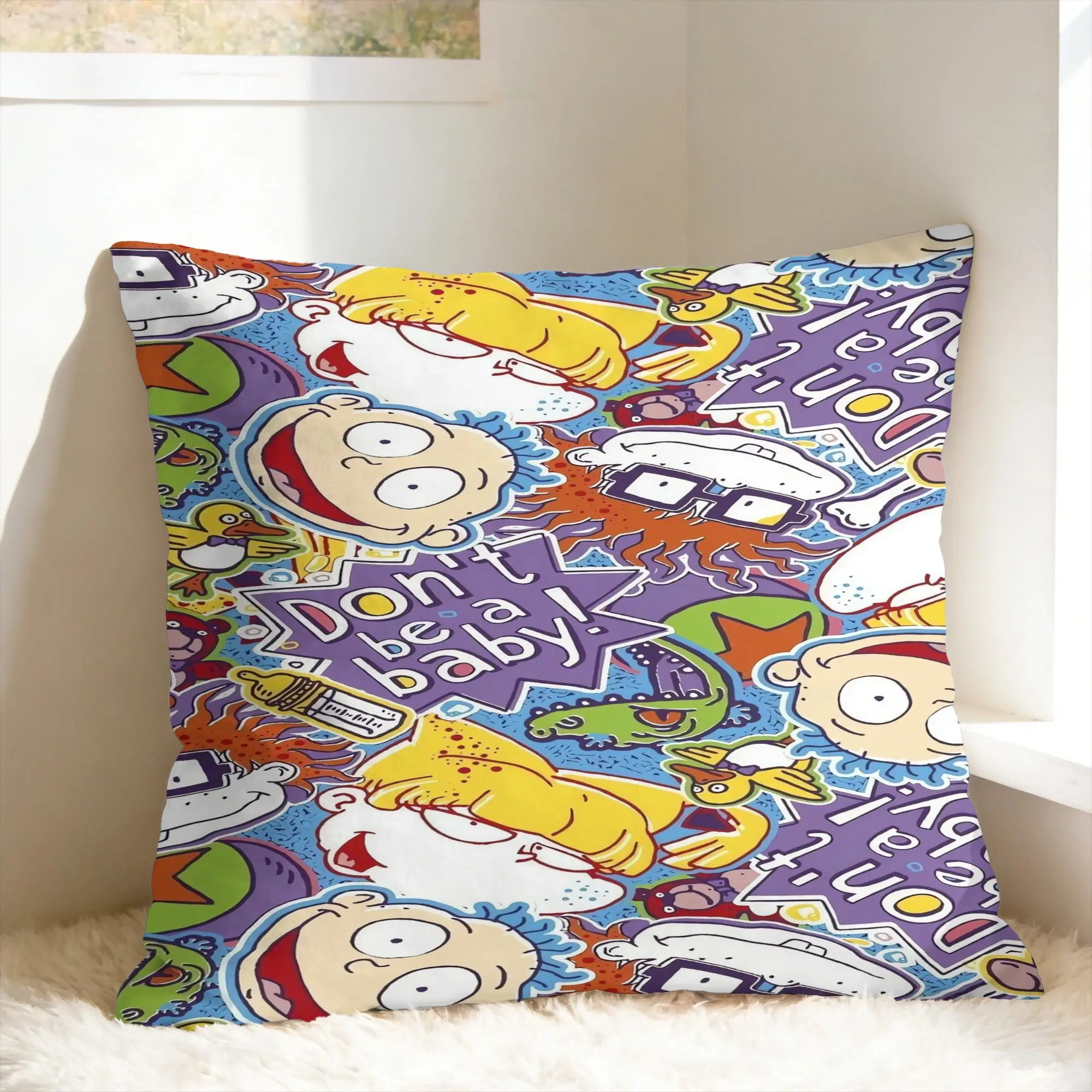 R-Rugrats Colorful Character Mix Print Pillow Case  Comfy Pillow Cover For Living Room Bed Chair Morden Cushion Cover