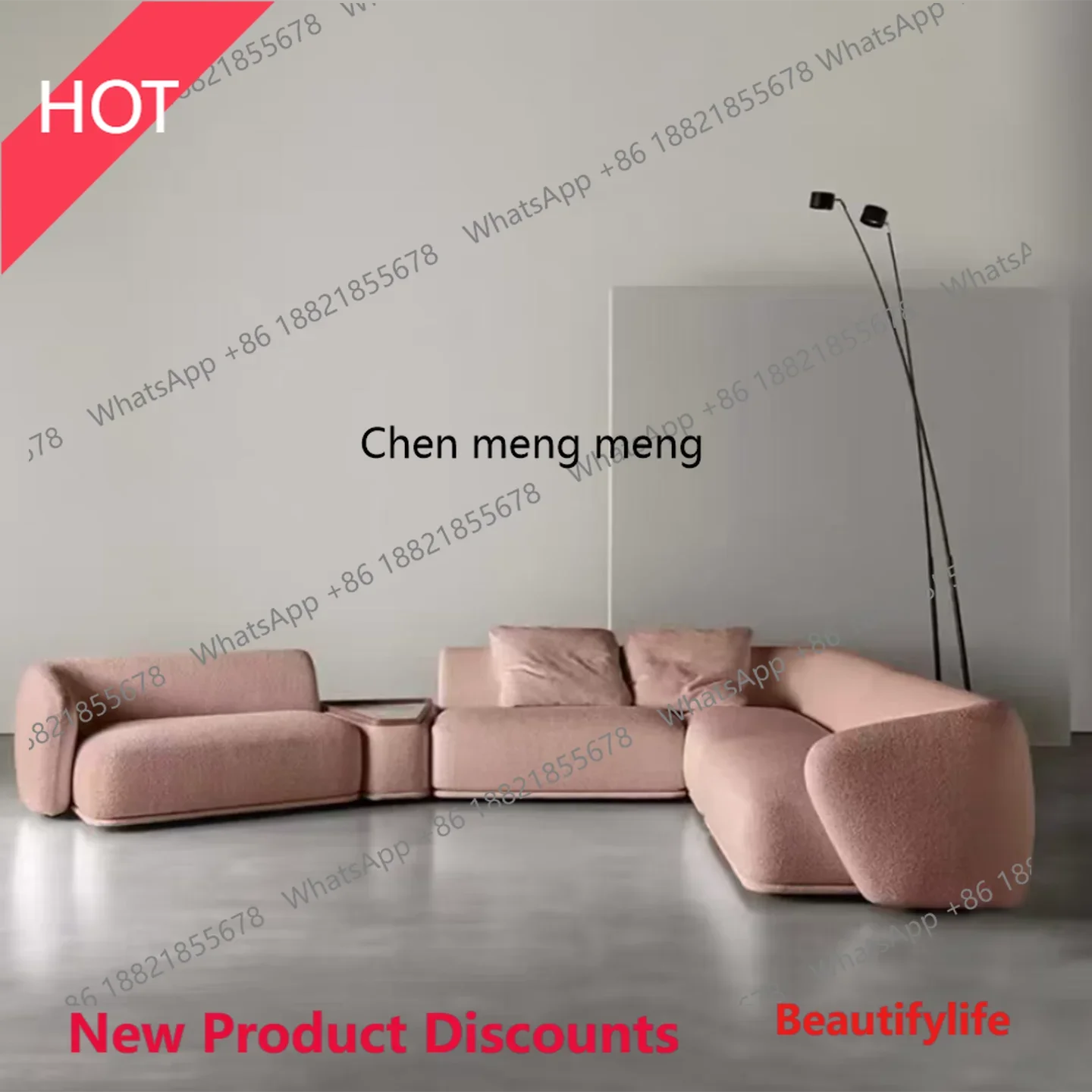

P32 Curved fabric sofa Nordic light luxury designer hotel special-shaped corner sofa