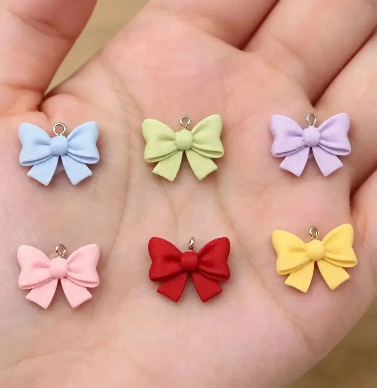 10Pcs/Lot Cute Bowknot Resin Pendants, Shiny Sweet Butterfly Knot Charms DIY Craft Supplies for Earrings Necklaces Keychains