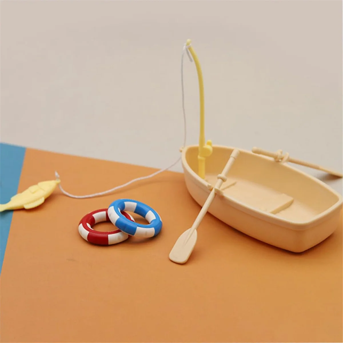 JAS-2 Sets Swimming Ring Miniature Boat Life Ring Oars Canoe Boat Cruise Toy Plastic Sailboat Household