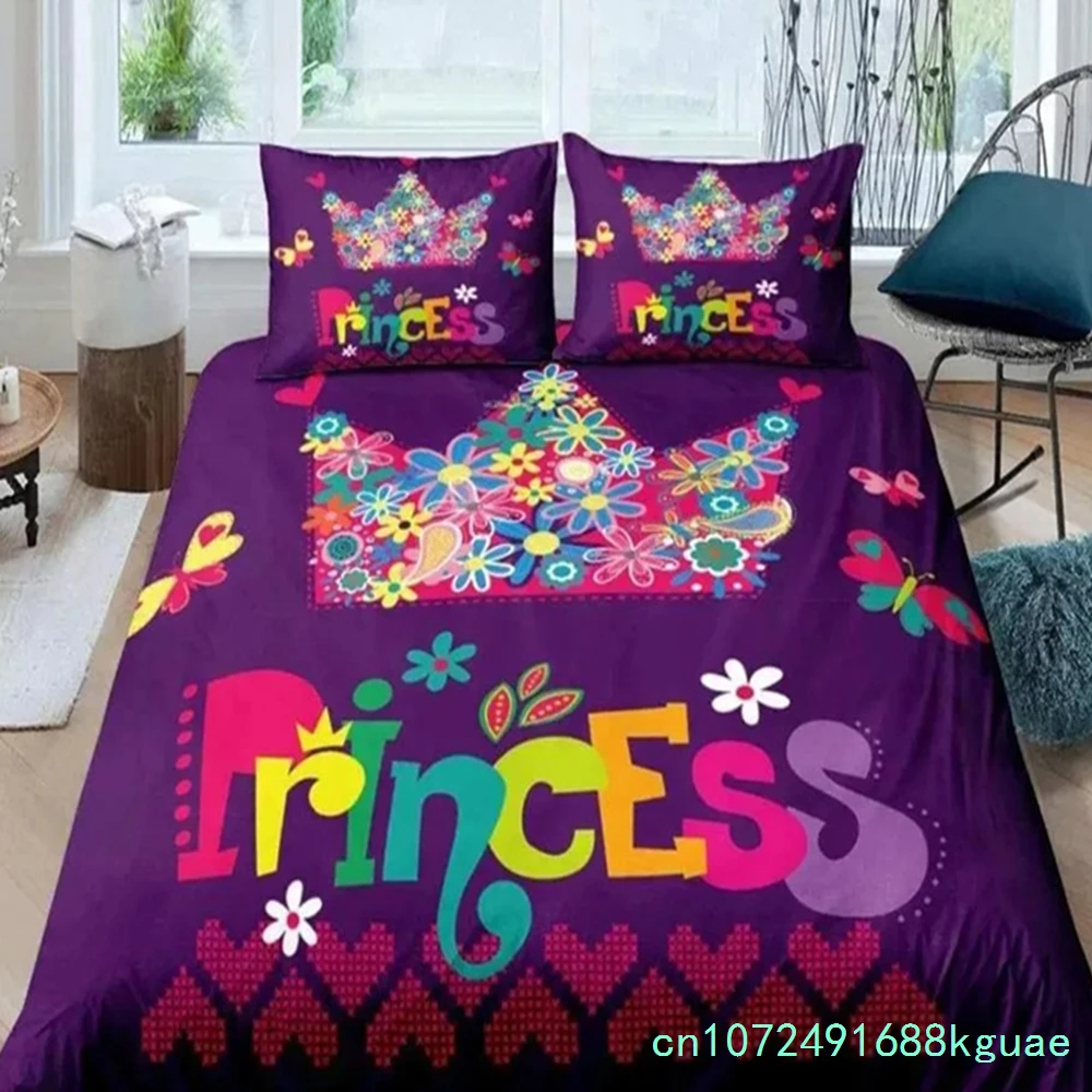 Cartoon Numbers King Queen Duvet Cover Lovely Animals Bedding Set Kids Colorful English Alphabet 2/3pcs Polyester Quilt Cover