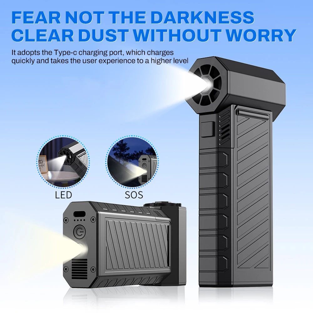 Handheld Vacuum Cleaner Brushless Motor 130,000 RPM X3 Violent Blower Mini Turbo Jet Fan Wind Speed 52m/s Dust Blower Dryer