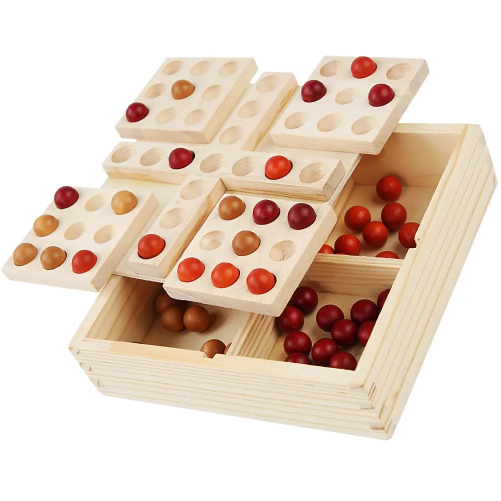 

1Set Rotatable Five-in-A-Row Chess Game Board Bright Colors Wooden Stones Educational Intelligence Game for Kids Adults Portable