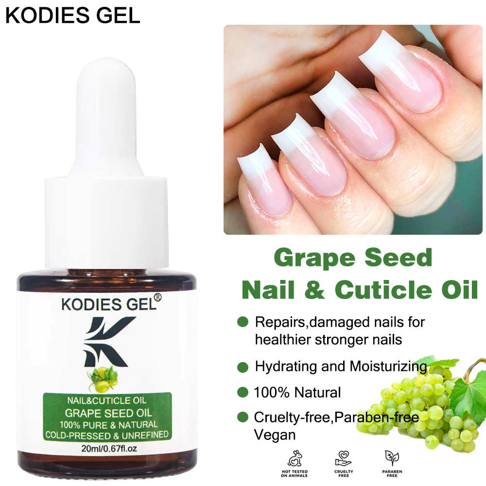 KODIES GEL Cuticle Oil Pure Grape Seed Extract Nail Strengthener for Repair Brittle Thin Nails Nourish Treatment Oil Essential