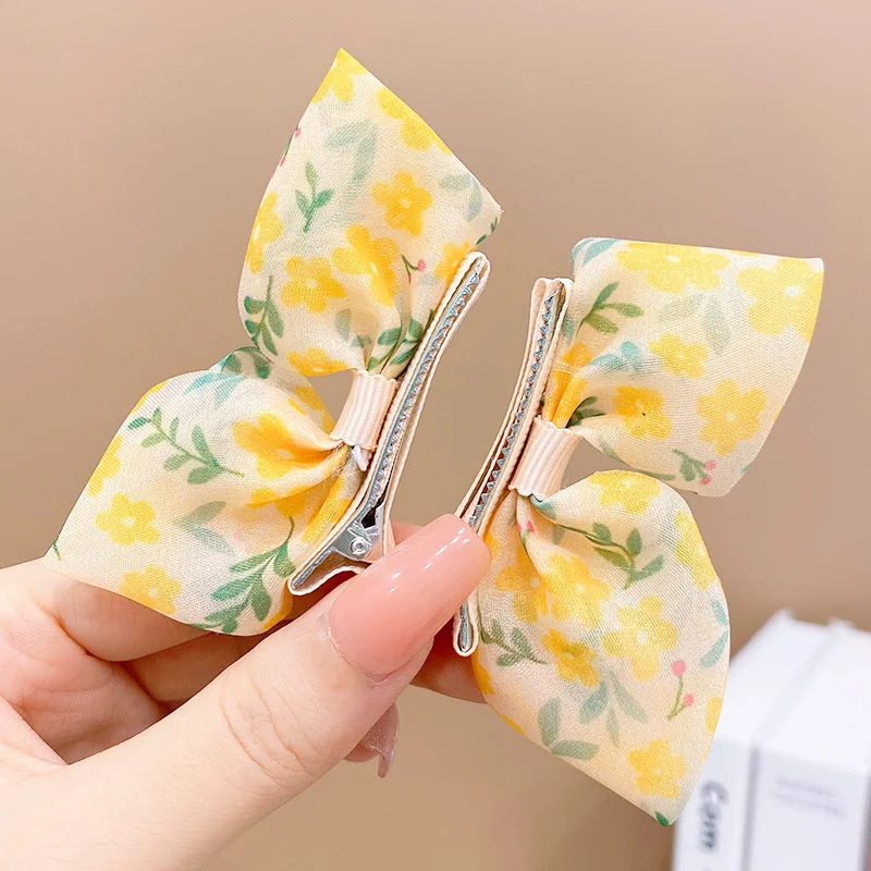 2PCS New Lovely Princess Gradient Color Bow Girls Hairpins Children Headwear Hairgrip Hair Clips Barrettes Hair Accessories