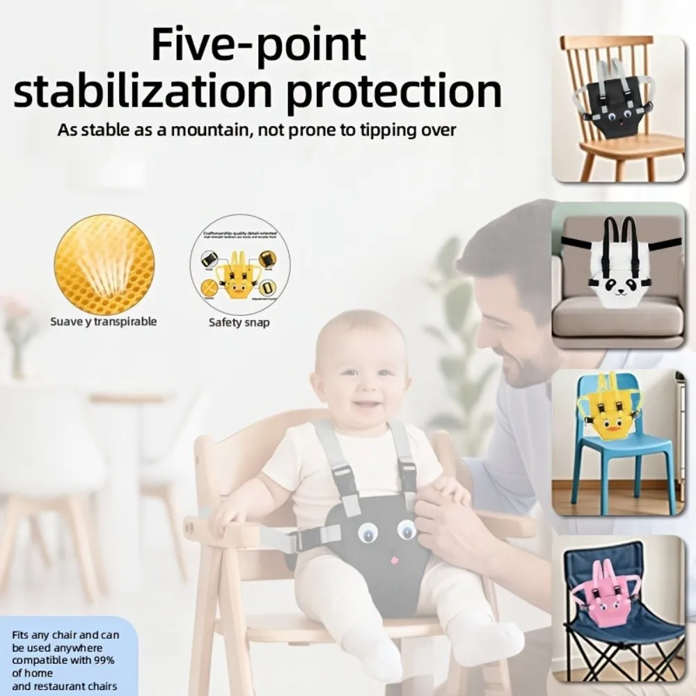 Soft High Chair Safety Belt Cartoon Embroidered Breathable Baby Dining Waist Belt Portable Adjustable Stroller Anti-Fall Strap