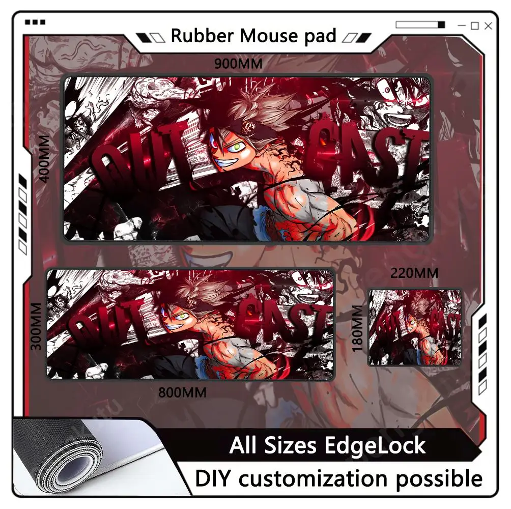 Black Clover Gaming accessories Non-Slip Cartoon Large Game Pad Rubber Edge pk control locking Desk Protector Mousemat