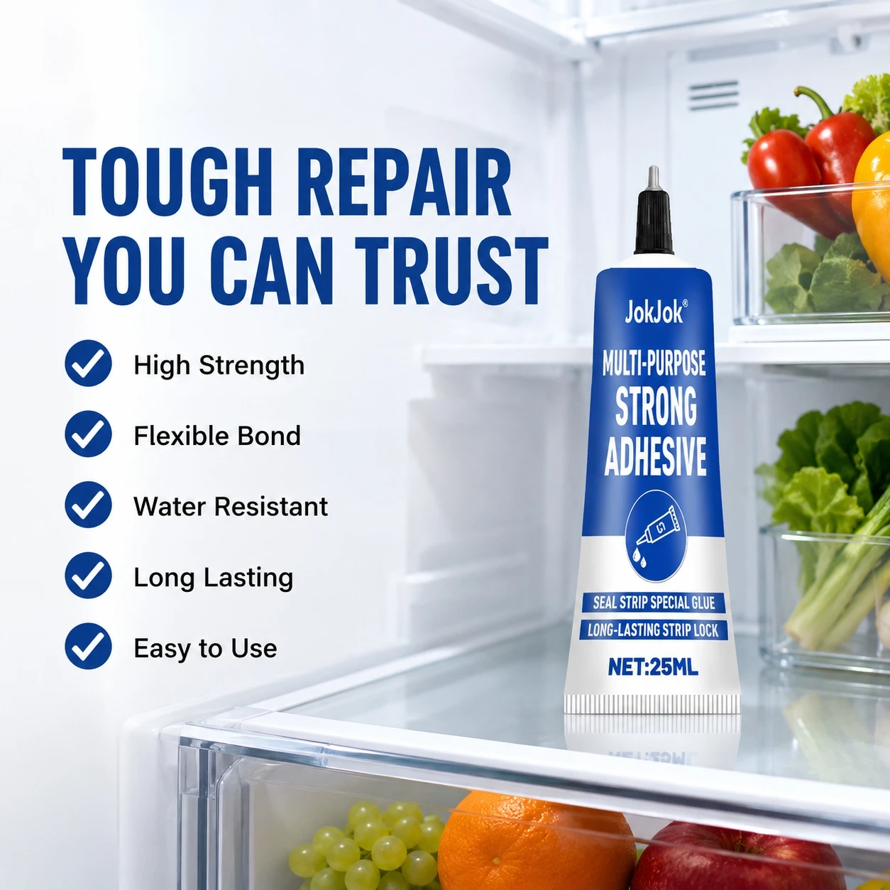 Refrigerator Repair Glue 25ML Cold Resistant Waterproof Adhesive for Fridge Drawer Door Seal Quick Drying for Plastic Glass