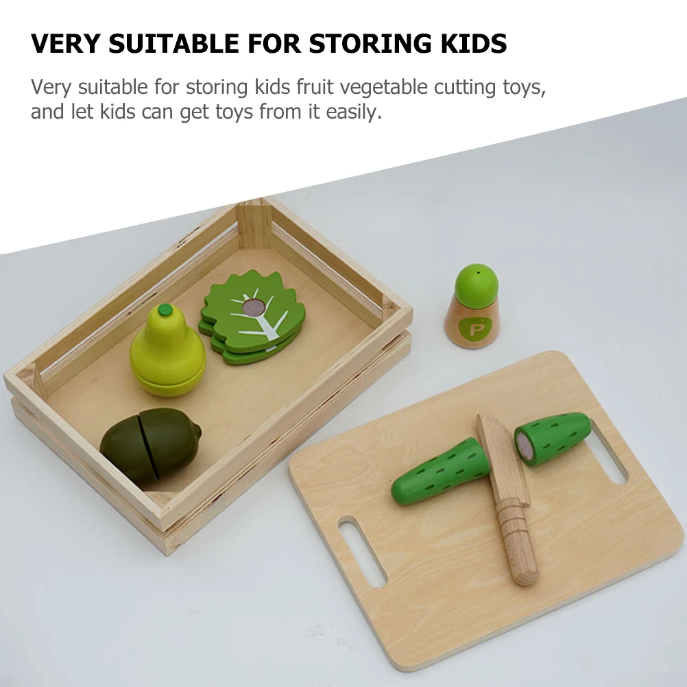 

Wooden Storage Basket Small ganizer Bins Containers for Kids Toys Fruits Vegetables Cutting Play Material Room