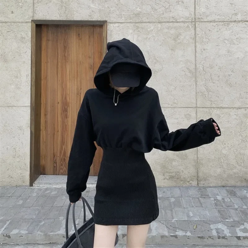 2023 New Design Sense Niche Small Man Light And Familiar Hepburn Style Black Sweater Dress Women's Clothing Autumn And Winter