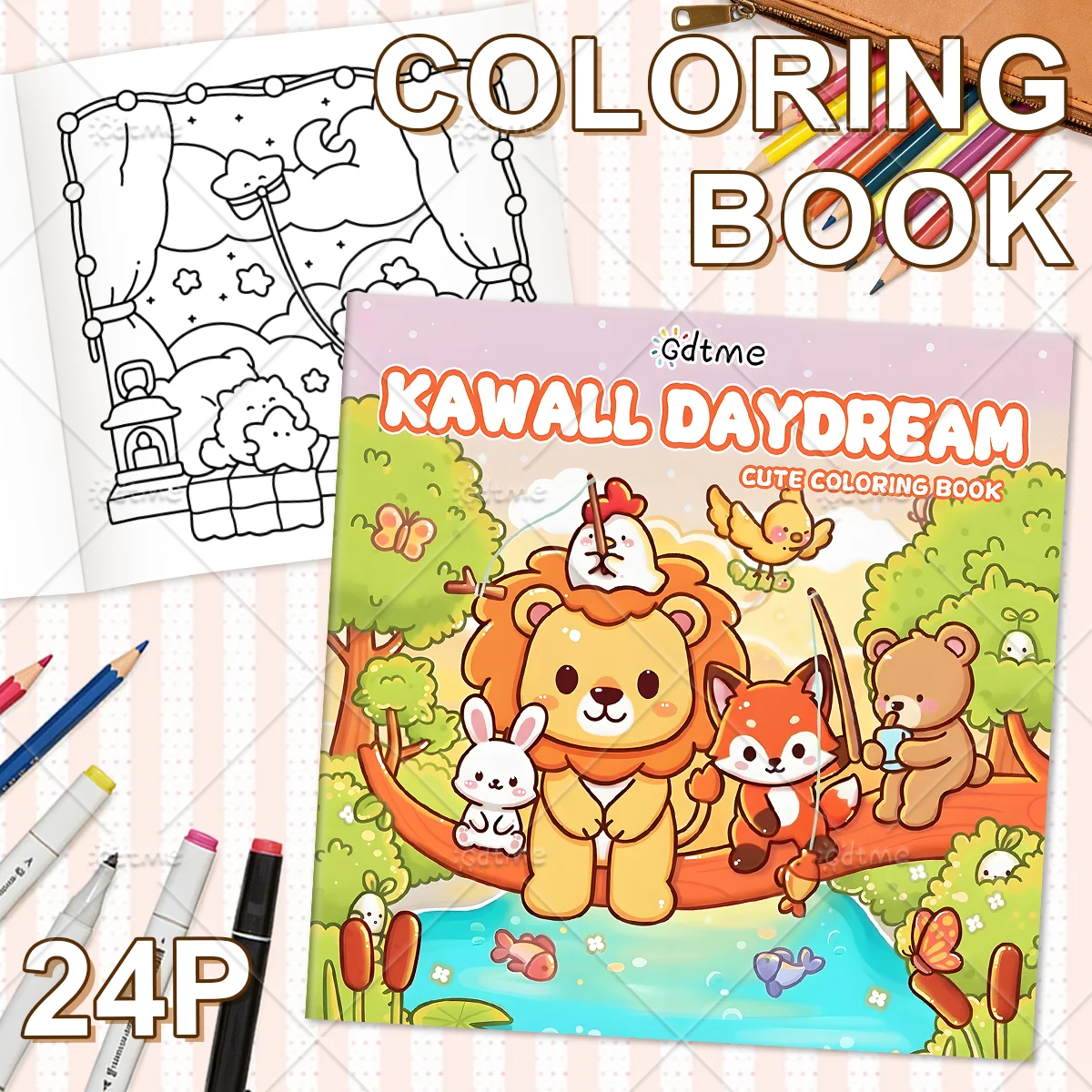 KAWALL DAYDREAM Bold-easy Patterns Coloring Book for Adults Cute Drawing Book Perfect Gift for Party and Birthday ﻿