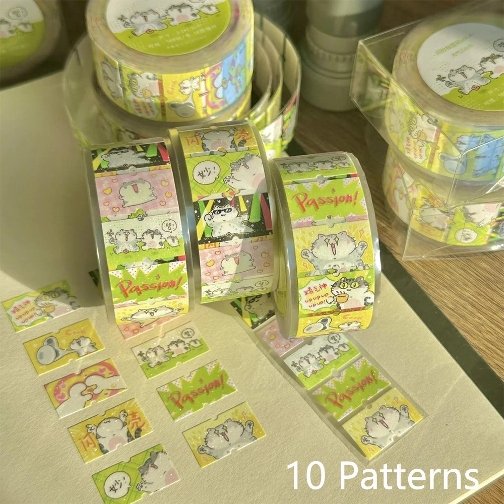 200 Stück/Rolle transparente süße Katzen Aufkleber für Kinder, lustige Tier-MEME-Aufkleber, wasserdicht, dekorativ, Scrapbooking, Handyhülle