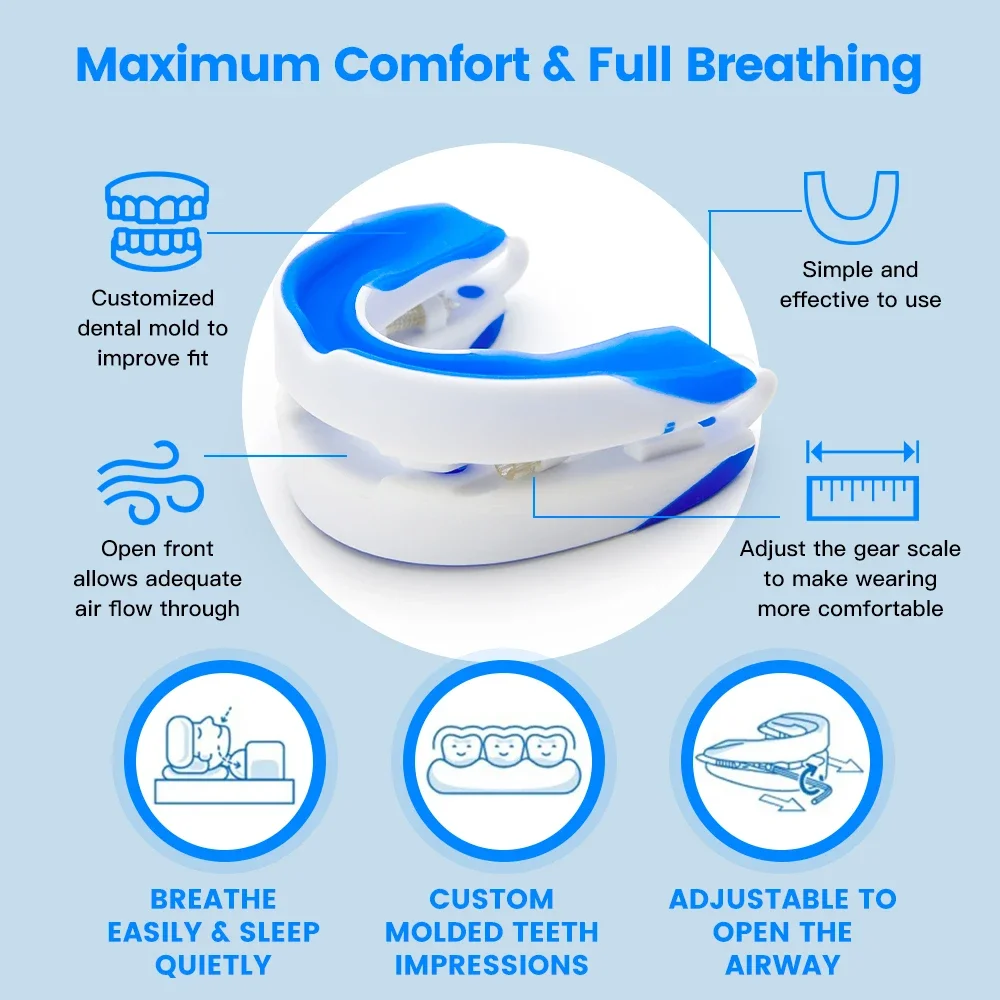 Adjustable Anti Snore Mouth Guard With Breath Nasal Strips Anti Snore Devices Snoring Device For Bruxism and Stop Snoring