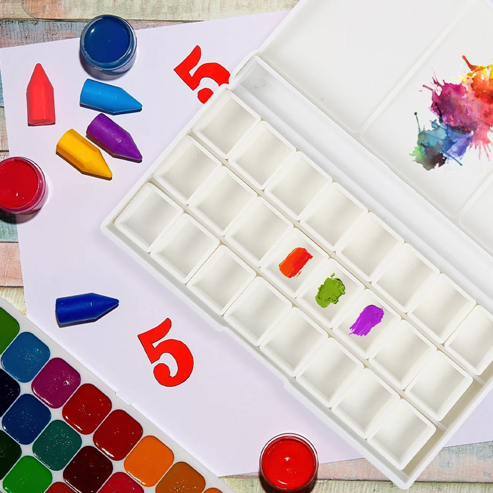 

Watercolor Paint Box Portable Palette Kit Paints Mixing Pigment Container Mini Travel Tray for Case Artist Student