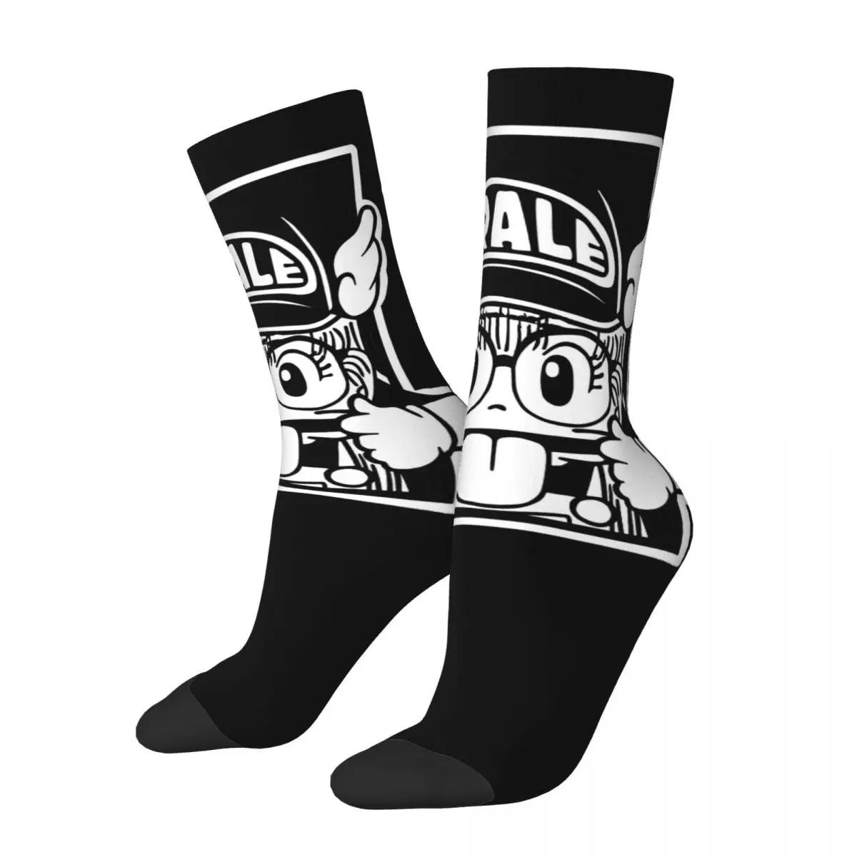 Crazy compression Sock for Men Funny Arale Harajuku Strange Doctor and Robot Doll Happy Quality Pattern Printed Boys Crew Sock