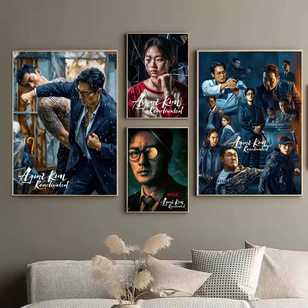 Korean Drama Agent Kim Reactivated Painting Calligraphy Stylish Canvas Poster Wall Art for Bedroom Home Decor Gift